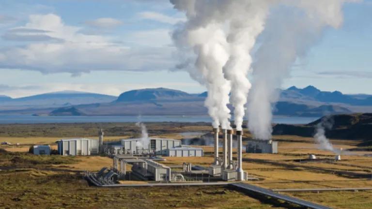 Photo shows a geothermal power station