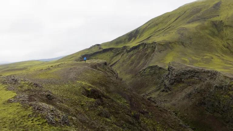 "Crater N" of the Eldgjá fissure, which slices through the hillside of Mórauðavatnshnúkar