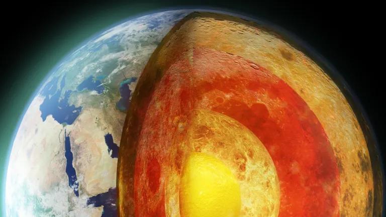 A cross-section of the Earth revealing its core