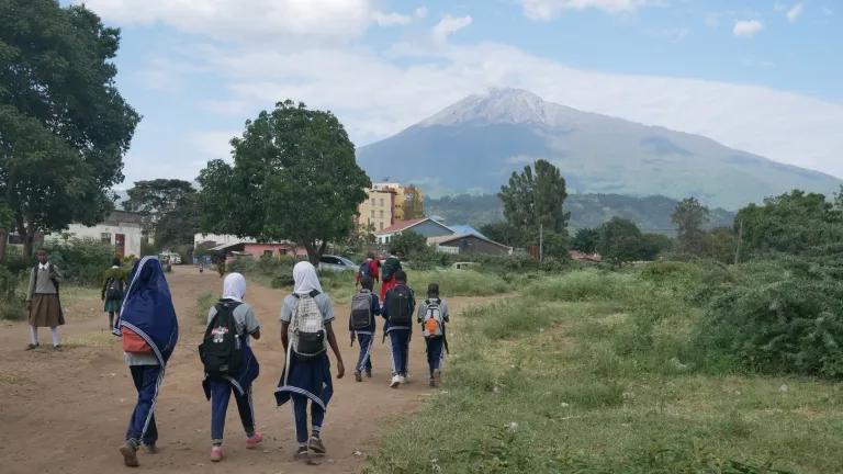 Image of children walking to school in Tanzania