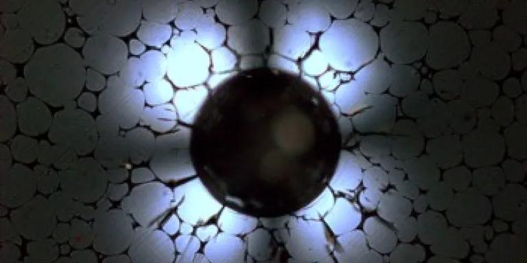 An epoxy hardness pit