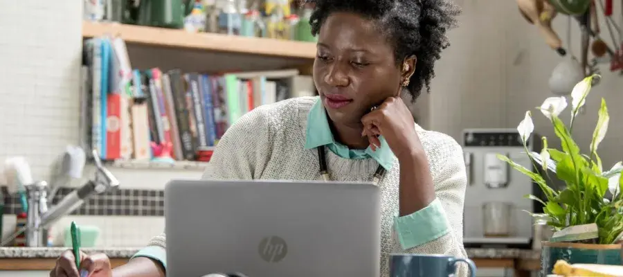 Woman working at laptop
