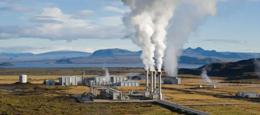 Photo shows a geothermal power station