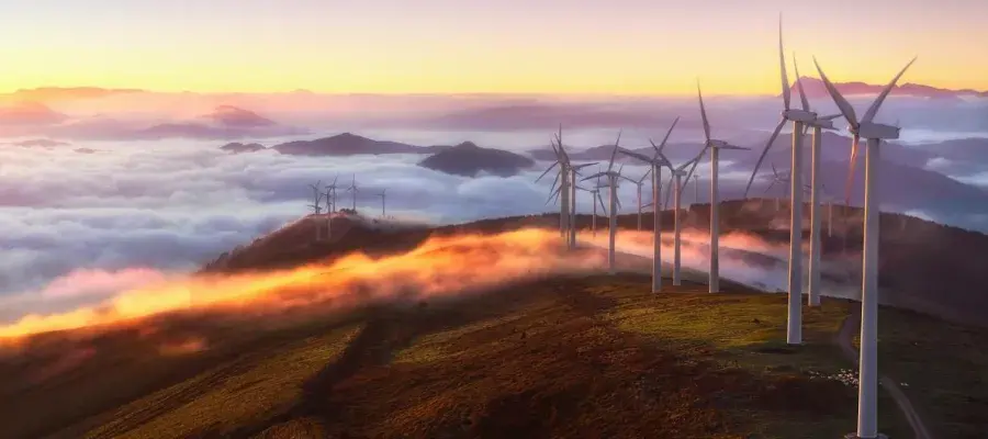 Windfarm on top of a hill