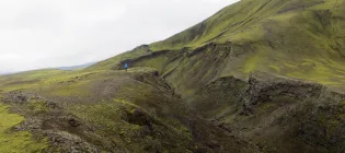 "Crater N" of the Eldgjá fissure, which slices through the hillside of Mórauðavatnshnúkar