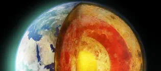 A cross-section of the Earth revealing its core