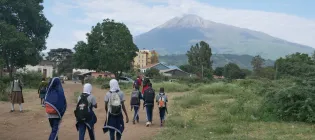 Image of children walking to school in Tanzania