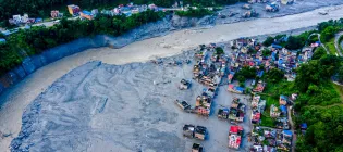 Image of the destruction caused by the Rasuwa flood