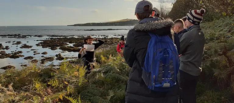 Group of geology students on a field trip to Stonehaven