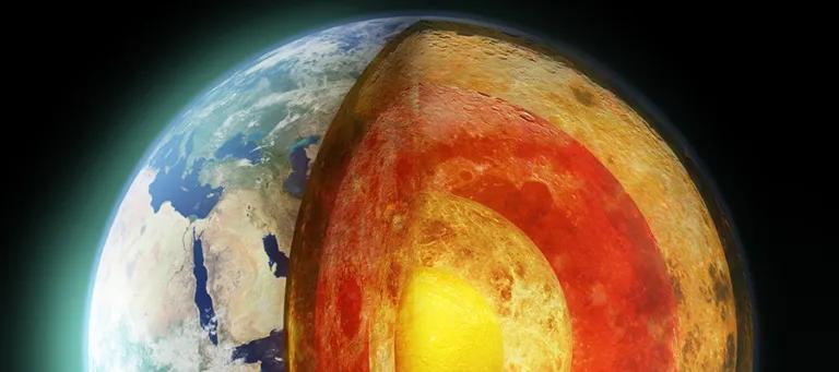 A computer generated image of the layers of the Earth