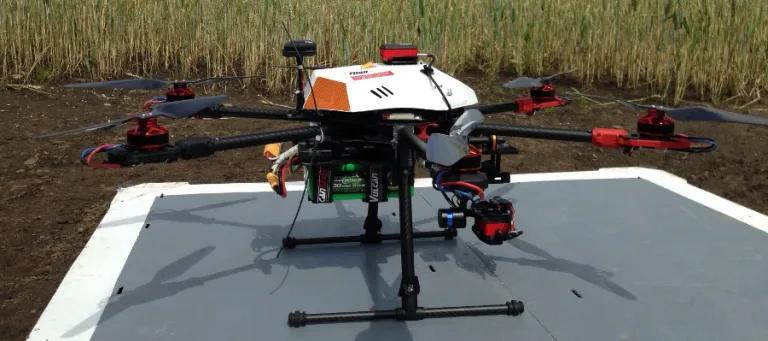 A side view of a T680 hexacopter drone (Unmanned Aircraft system)