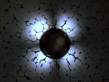 An epoxy hardness pit