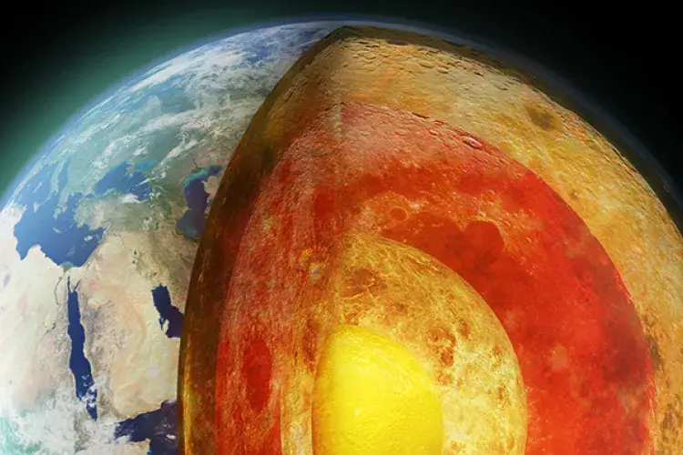 A computer generated image of the layers of the Earth
