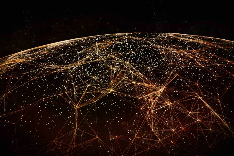 An image of the Earth at night covered in lights