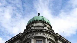 A dome on a building is displayed with Royal Society of Edinburgh text on it