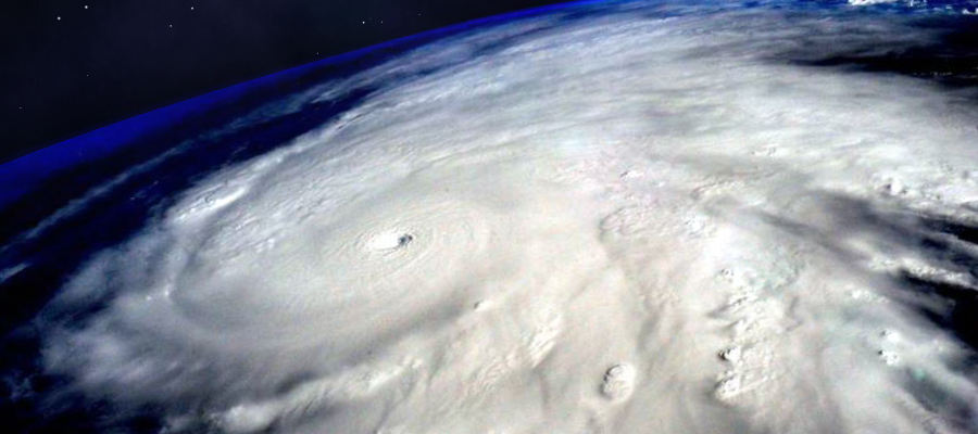 Hurricane typhoon over planet Earth viewed from space. Elements of image are furnished by NASA.