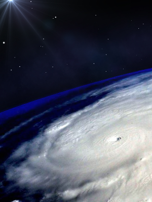 Hurricane typhoon over planet Earth viewed from space. Elements of image are furnished by NASA.