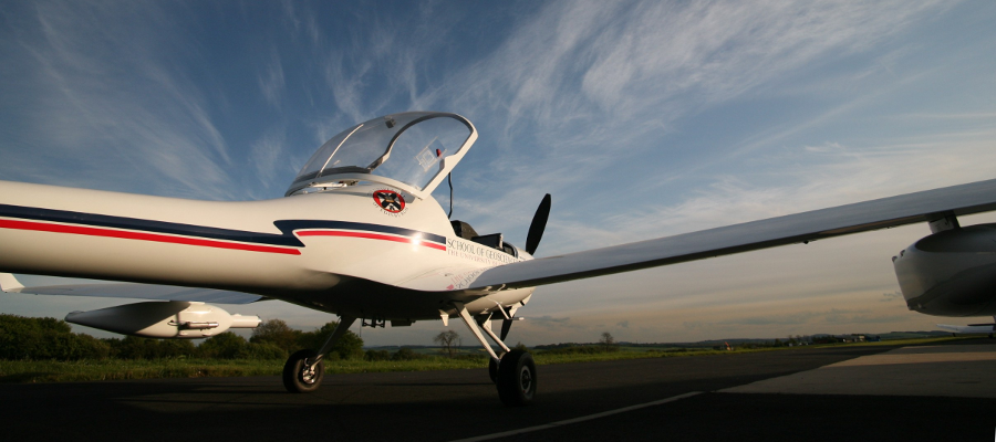 A light aircraft plane, the ECO Dimona on the tarmac