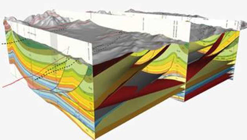 A graphic design showing the Earth's subsurface layers