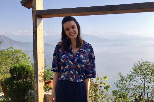 photo shows student on a field trip in Nepal